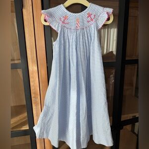 Southern Sunshine nautical smocked dress striped toddler girl anchor ruffle